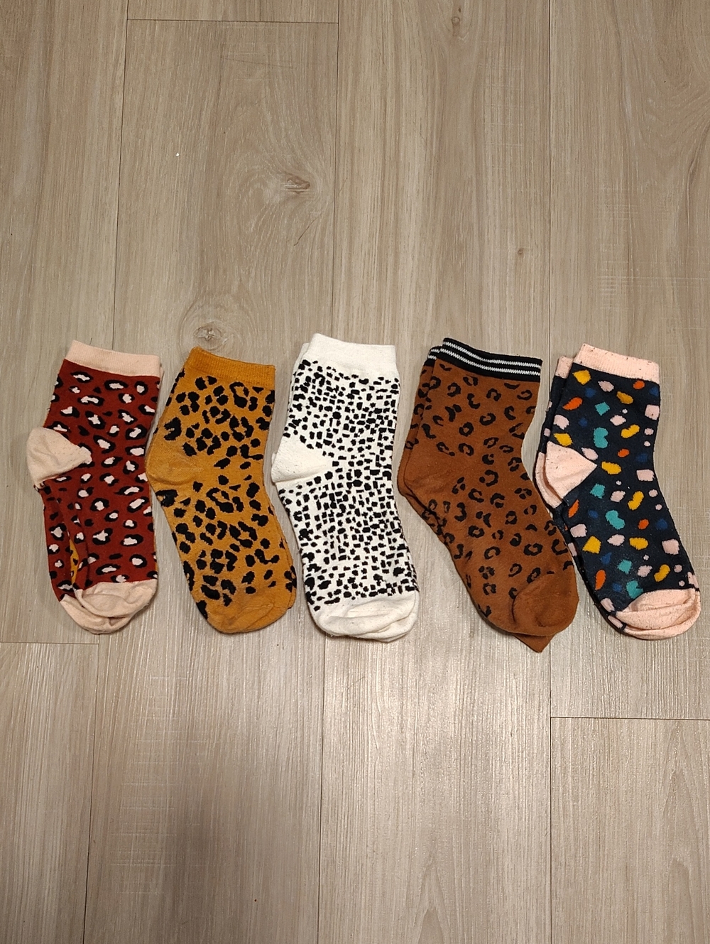 Quarter Crew Leopard & Confetti Pattern Socks - Pack of 5 - Assorted Colors